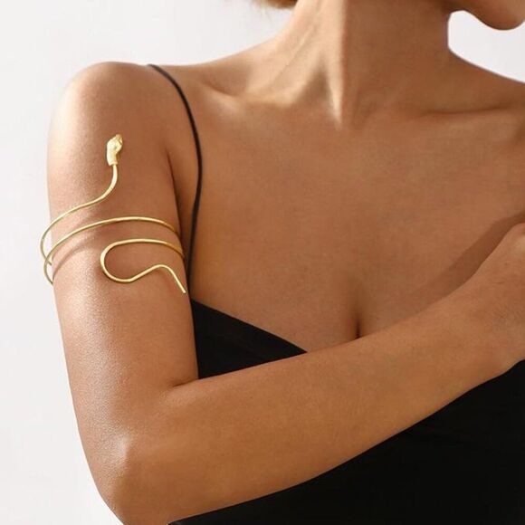 Jules Smith Snake Charmer Arm Cuff Bracelet 12K Gold Wrap Dainty Feminine Boho - Picture 2 of 6